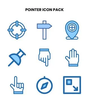 Pointer Two Colour Set Icons Pack 库存插图