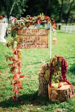 Pointer to a wedding party Stock Photos