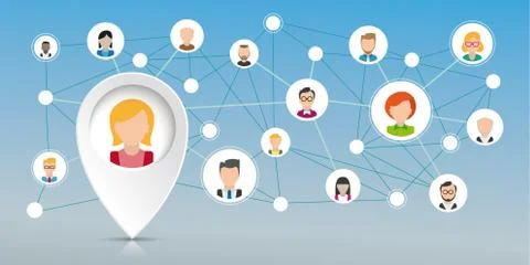 Pointer Woman Social Network Stock Illustration