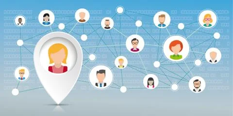 Pointer Woman Social Network Stockillustratie