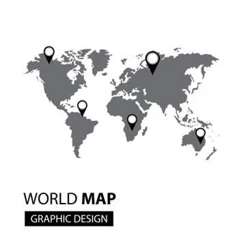 Pointer in world map Stock Illustration