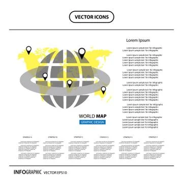 Pointer in world map Stock Illustration