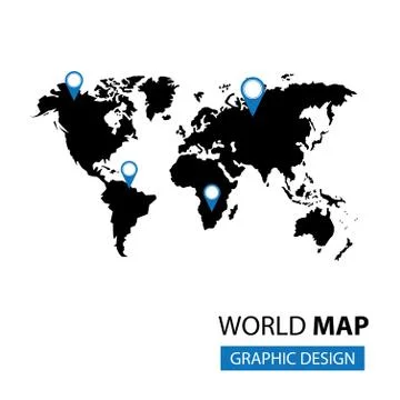 Pointer in world map Stock Illustration