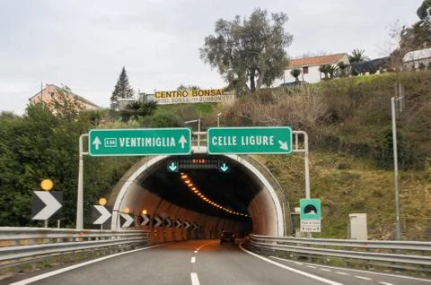 Pointers above the tunnel. Stock Photos