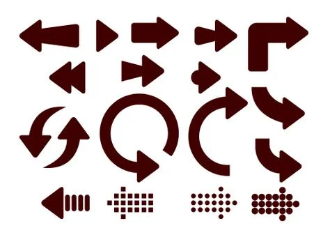 Pointers and arrows indicating the direction of movement. For signs, icons an Stock Illustration