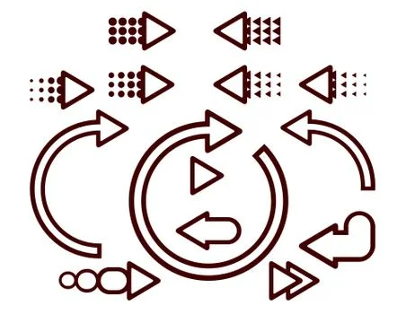 Pointers and arrows indicating the direction of movement. For signs, icons an Stock Illustration