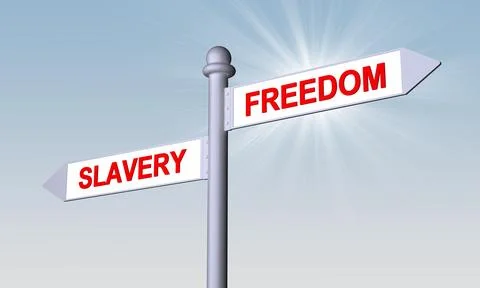 Pointers with directions freedom and slavery Stock Illustration