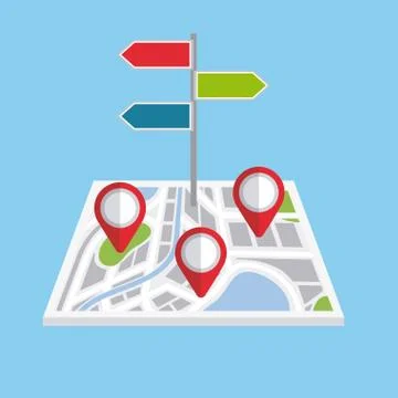 Pointers map navigation direction localization signal Stock Illustration
