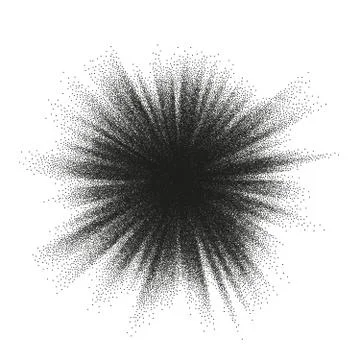 Pointillism burst dots pattern. Sunburst abstract monochrome dotted geometric Stock Illustration