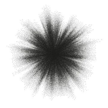 Pointillism burst dots pattern. Sunburst abstract monochrome dotted geometric Stock Illustration