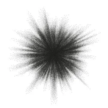 Pointillism burst dots pattern. Sunburst abstract monochrome dotted geometric Illustrazione stock