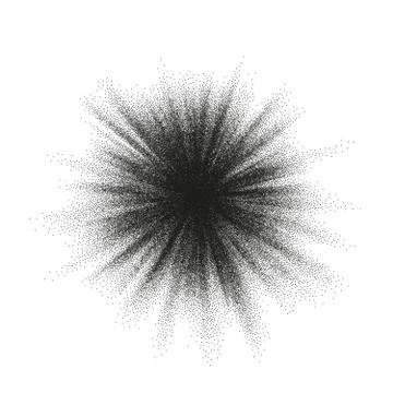 Pointillism burst dots pattern. Sunburst abstract monochrome dotted geometric Stock Illustration