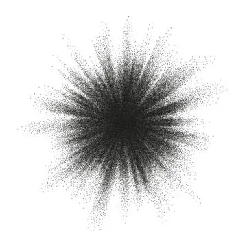 Pointillism burst dots pattern. Sunburst abstract monochrome dotted geometric Stock Illustration