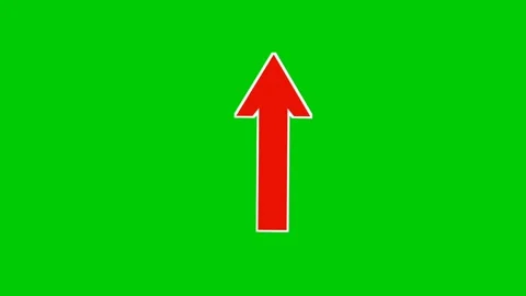 Pointing Up arrow red color animation motion graphics on green screen Stock Footage 332136966