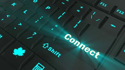 Pointing on blue glowing Connect key Stock Footage 100607646