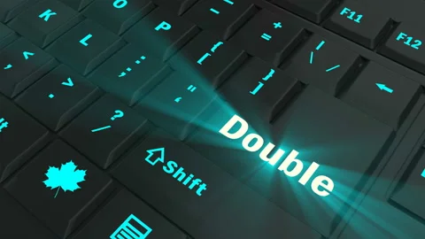 Pointing on blue glowing Double key Stock Footage 100635475