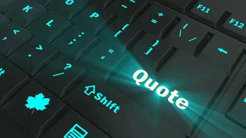 Pointing on blue glowing Quote key Stock Footage 100608875