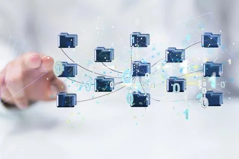 Pointing at cloud technology icons Stock Photos