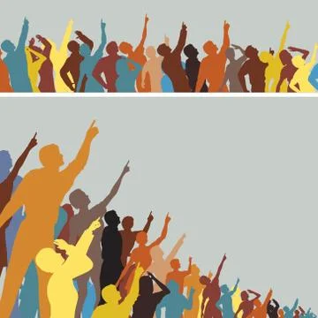 Pointing crowds Stock Illustration