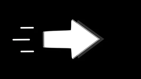 Pointing doodle arrows animated white hand drawn indicator on black backgroun Stock Footage 345957068