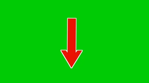 Pointing down arrow red color animation motion graphics on green screen Stock Footage 332137143