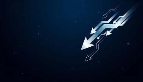 The pointing down arrows to the dark blue background used for growth of fin.. Stock Illustration