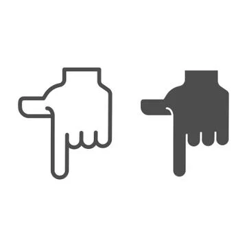 Pointing down hand line and glyph icon. Direction down vector illustration Stock Illustration