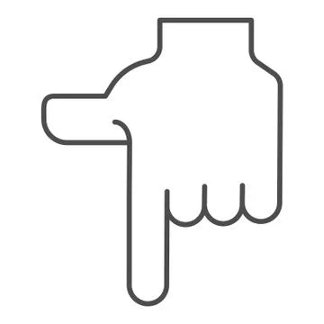 Pointing down hand thin line icon. Direction down vector illustration isolated Stock Illustration