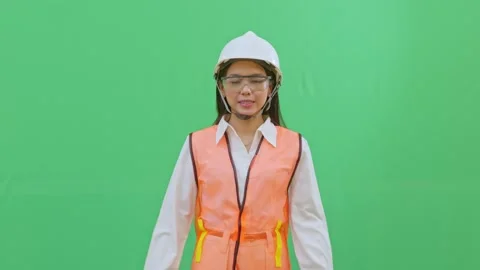 Pointing at Eyes Use Goggles Reminder Female Safety Officer Stock-Footage 331971099