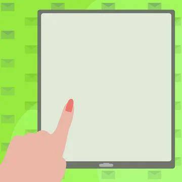 Pointing Finger Empty Screen Tablet Representing Planning Future Projects. Woman Stock Illustration