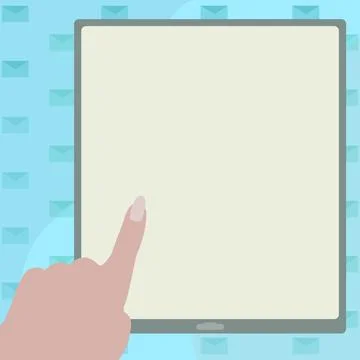 Pointing Finger Empty Screen Tablet Representing Planning Future Projects. Woman Stock Illustration