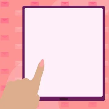Pointing Finger Empty Screen Tablet Representing Planning Future Projects. Woman Stock Illustration