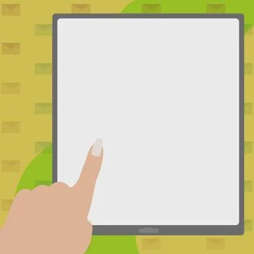 Pointing Finger Empty Screen Tablet Representing Planning Future Projects. Woman Stock Illustration