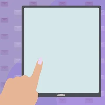 Pointing Finger Empty Screen Tablet Representing Planning Future Projects. Woman Stock Illustration