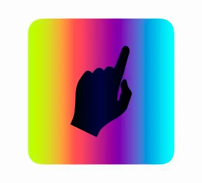 Pointing finger hand pointer flat vector illustration on neon gradient backgr Stock Illustration