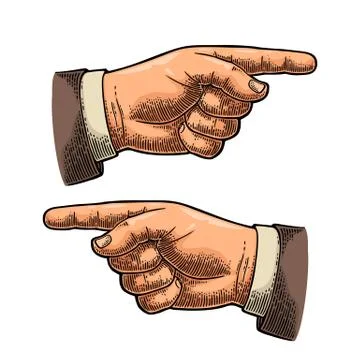 Pointing finger. Hand sign for web, poster, info graphic Stock Illustration