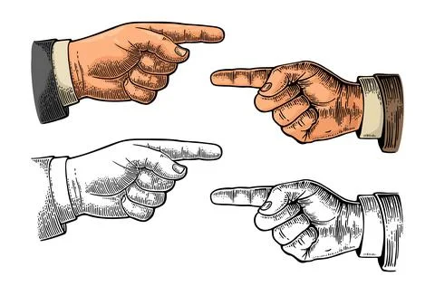 Pointing finger. Hand sign for web, poster, info graphic Stock Illustration