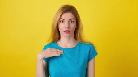 Pointing finger herself Stock Footage 238995288