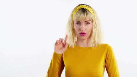 Pointing finger herself Stock Footage 240334164