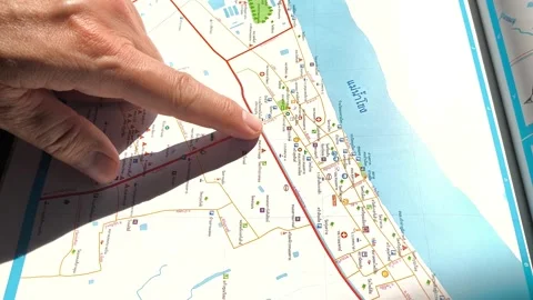 Pointing a finger at the map, in door Chiangmai Thailand. Stock Footage 302440901