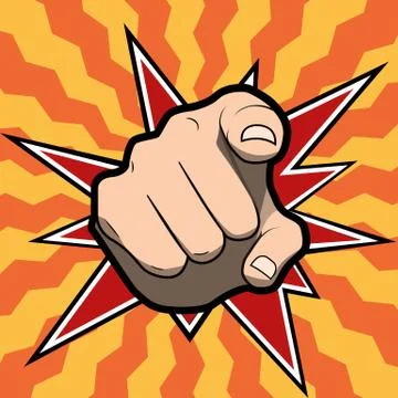 Pointing finger or hand pointing icon isolated on colored background Illustration