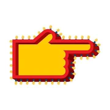Pointing finger pointer with glowing lights. Retro cursor Hand with light b.. Stock Illustration