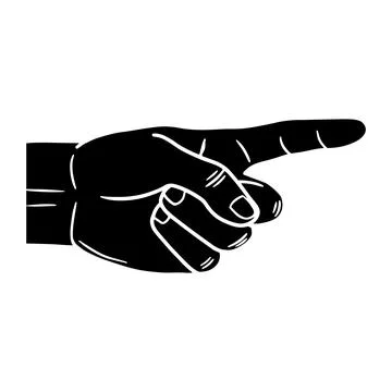 Pointing finger showing a side. Vector. Stock Illustration