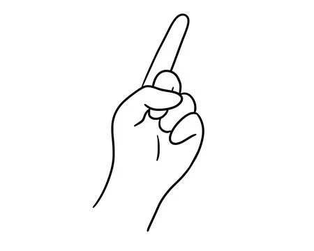 Pointing finger vector black outline doodle illustration isolated on a white  Stock Illustration