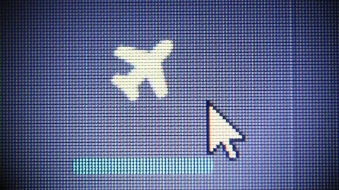 Pointing on flight mode icon on computer display Vídeo Stock 111446863