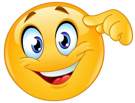 Pointing to forehead emoticon Stock Illustration