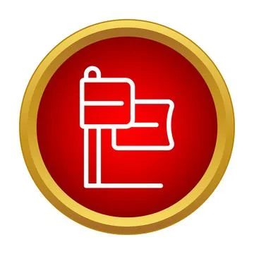 Pointing goal flag icon on red circle Stock Illustration