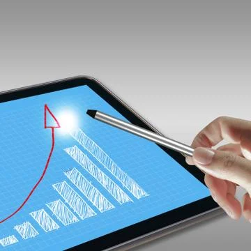 Pointing graph on computer pad 스톡 일러스트