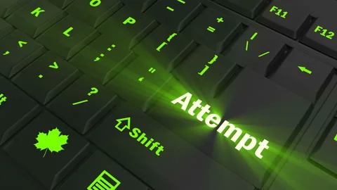 Pointing on green glowing Attempt key Stock Footage 100634928