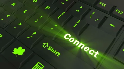 Pointing on green glowing Connect key Stock Footage 100607679